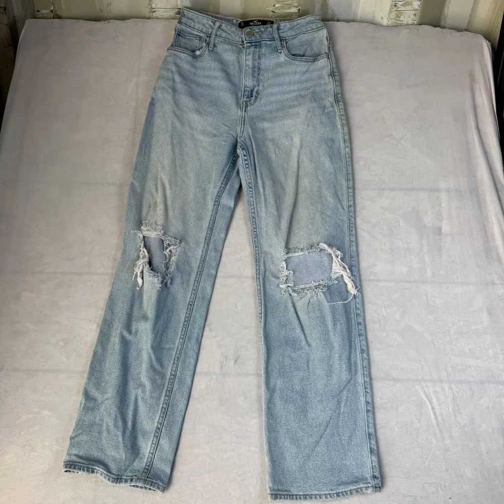 Hollister Womens Dad Jeans Blue Denim Ultra High Rise Vintage Stretch‎ W25xL29
